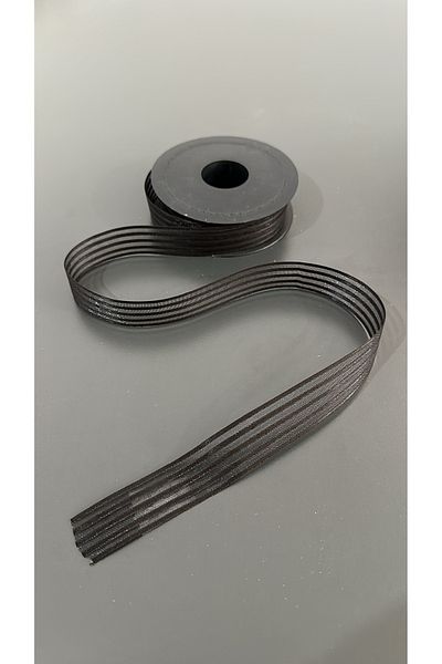 edalle Μαύρη Σατέν Ριγέ Κορδέλα Σιφόν, 25mm 5 Μέτρα