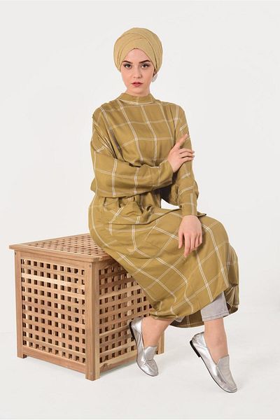 TRENDTESETTÜR Long Square Patterned Loose Tunic - t 9426