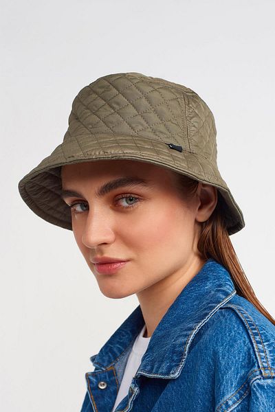 Külah Women's Quilted Winter Khaki Bucket Hat