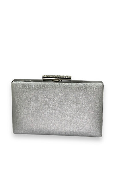 Generic Brand Silver Gray Lamé Anti-Scratch Matte Leather Metal Case Evening ...