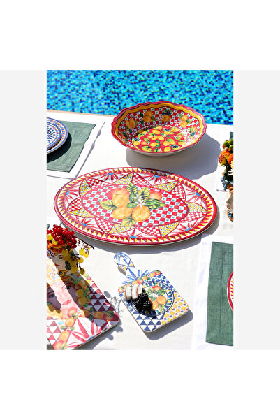 CHIARA ALESSI طبق تقديم بورتوفينو الأحمر من الميلامين 50 سم