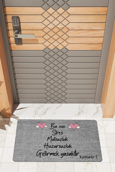 Rugmood Сучасний цифровий друк Сірий, «Стрес і нещастя заборонені» Килимок для дверей