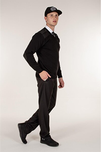 Mert Giyim Men's Black Safety Epaulettes Sweater
