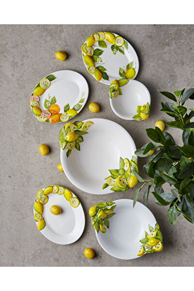 Edelweiss إيطاليا طبق تقديم سيراميك أصفر ليموني إي أرانج أورانج 22 × 14 سم