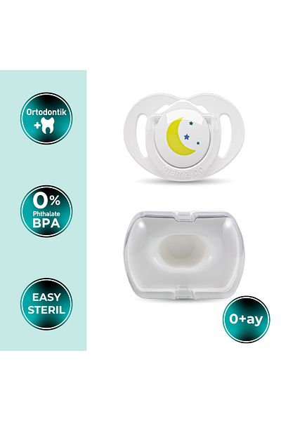Mamajoo Orthodontic Palate Pacifier, Night & Day, 0+ Months, Pacifier Storage Box, 1 Piece