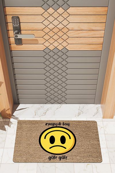 Rugmood Modern Digital Printing Yellow Smiley Face Door Mat