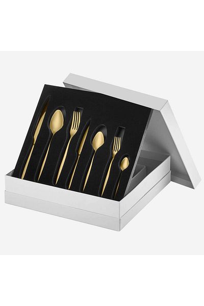 CHIARA ALESSI Duna Gold 18/10 Stainless Steel Cutlery 42 Pieces