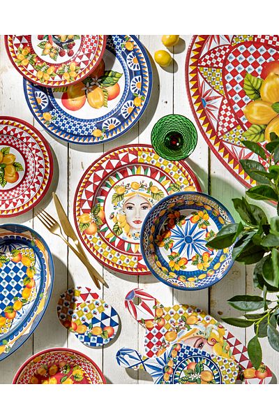 CHIARA ALESSI Portofino Red Melamine Service Plate 50 Cm