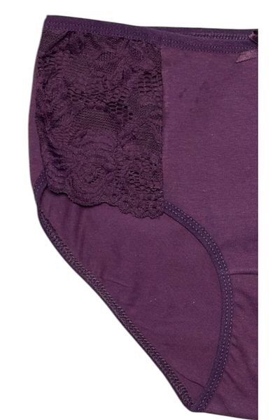Gizli Butik Set de 3 chiloți din bumbac pentru femei cu fundă din dantelă laterală violet