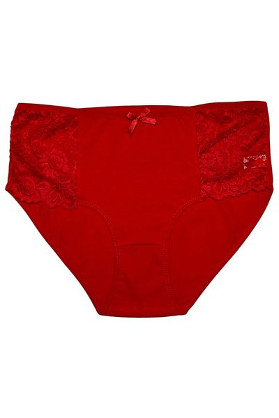 Gizli Butik Pachet de 6 chiloți de damă din bumbac lateral din dantelă cu fundă roșii