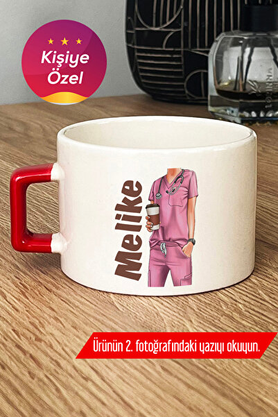 Hedizu Kişiye Özel Hemşire Lüks Fincan Kırmızı Tıp Bayramı Hediyesi L5Q D1H