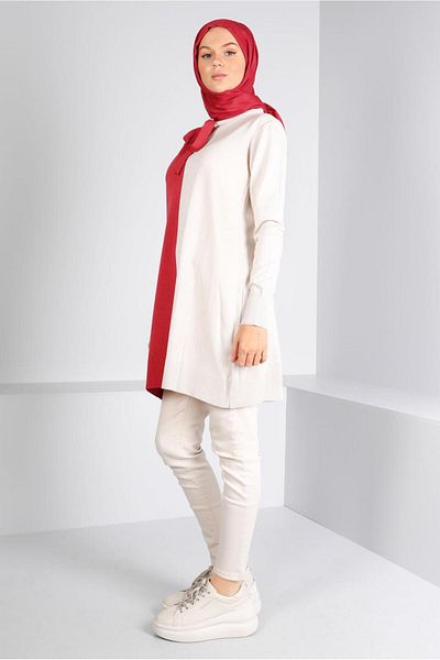 Alvina TIE-DETAILED TWO COLOR TRICOT TUNIC 43167