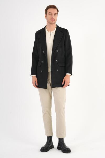 Deri Company Regal Black Double Breasted Men's Coat