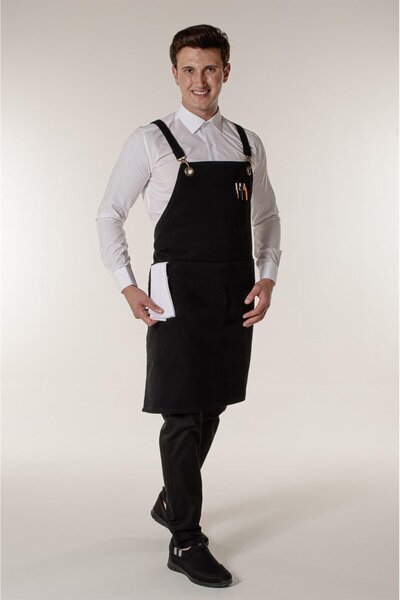 Mert Giyim Siyah Kanvas Barista Cafe Restoran Askılı Önlük