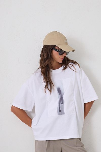 Setre Ecru Short Sleeve Crew Neck T-Shirt - Print Detailed