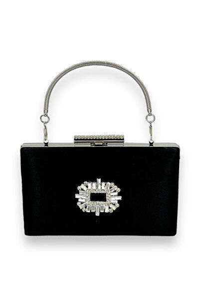 MidStore Black Color Satin Crystal Stone Evening Dress Bag Evening Bag Henna ...