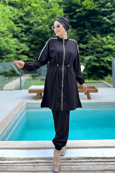 Remsa Mayo Hijab μαγιό - Αθλητικά, Lycra, Πλήρως καλυμμένα, Maddie 4581, Μαύρο