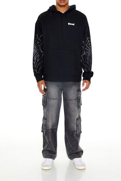 Forever 21 Taş İşlemeli Örümcek Ağı Kapüşonlu Sweatshirt