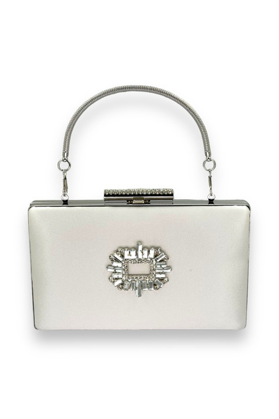 Wedding Fashion Pochetă de seară din satin ecru cu cristal de piatră - Geantă...
