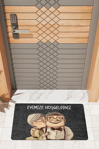Rugmood Modern Digital Printing Black Sweet Double Door Front Mat