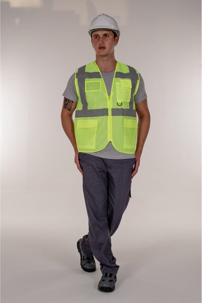 Mert Giyim Yeşil Fosforlu Mühendis Ikaz Yelek Reflektörlü