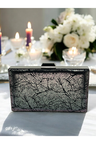 Wedding Fashion Τσάντα βραδινού φορέματος μεσαίου μήκους σε γκρι ανθρακί πλατ...