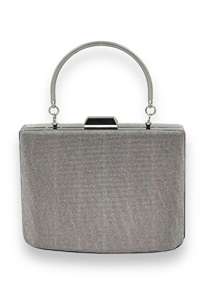 Wedding Fashion Gri antracit Culoare platină Model laser Mărime mare Mâner metalic Curea cu lanț Geantă pentru rochie de seară