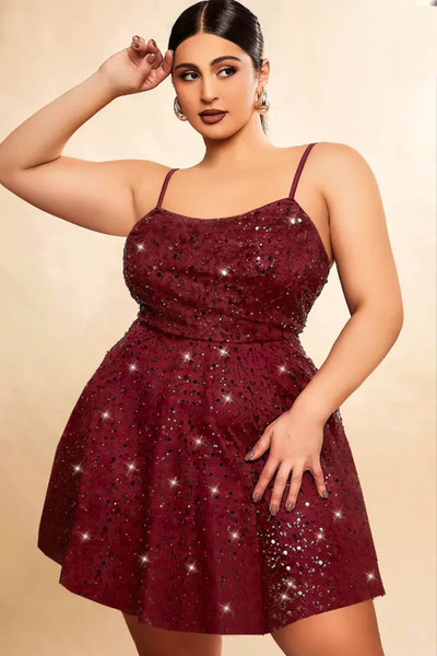 Viselya Rochie de seara marime mare burgundy cu bretele subtiri