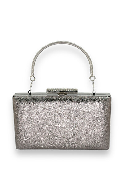 Wedding Fashion Model de cristal din piele mată platină cu mâner metalic Gean...