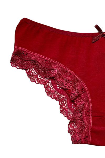Gizli Butik 6 Pack Women's Lace Detailed Cotton Bikini Panties Red