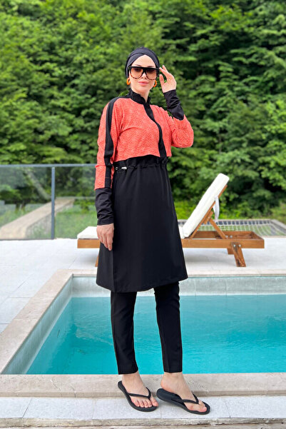 Remsa Mayo Spor Likra Tam Kapalı Tesettür Mayo Nerea 4573 Siyah