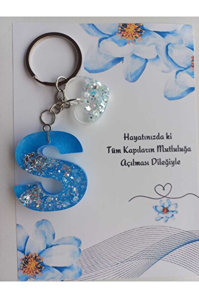 demirbasavm سلسلة مفاتيح مصنوعة يدويًا بحروف EPOXY S