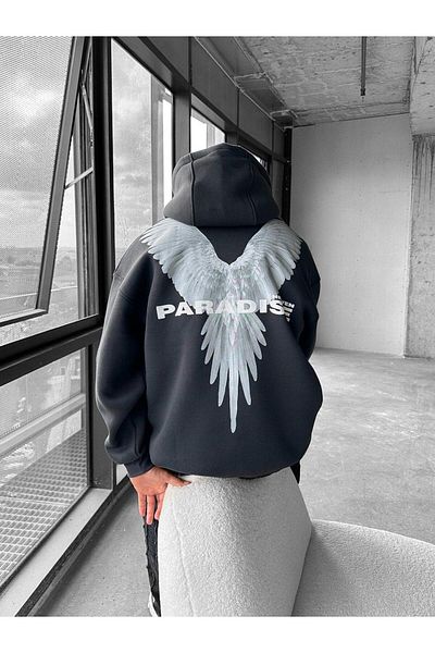 ablukaonline Αντρικό κουκούλα με στάμπα Anthracite Oversize Paradise