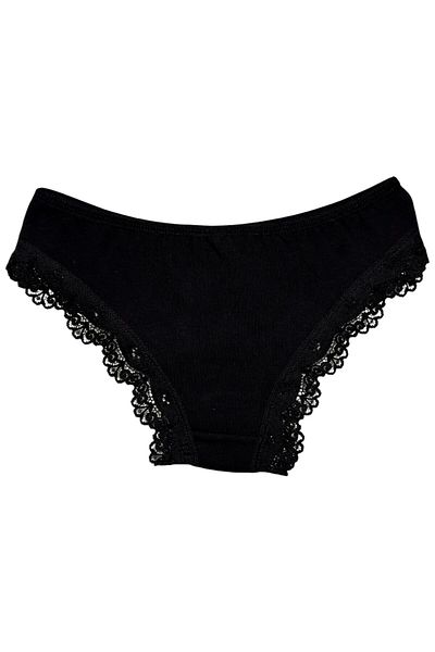 Gizli Butik Women's Lace Detailed Cotton Bikini Panties Black