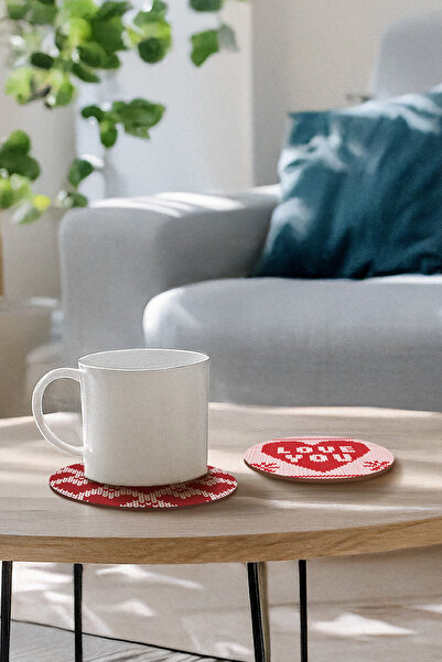 Artikel Valentine's Day Pattern Wooden Coasters Set of 6, Office Accessory, T...