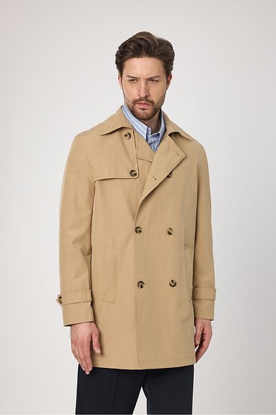 Frappoli Ανδρική καμπαρντίνα με διπλό γιακά Standard Fit βαμβακερή καμπαρντίνα