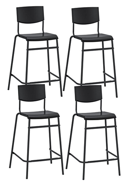 Binbirreyon Bar Taburesi Bar Sandalyesi İç İçe Geçebilir Siyah 63cm BC012