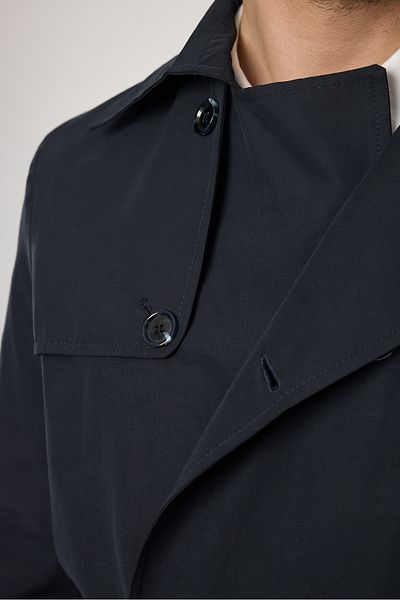 Frappoli Ανοιξιάτικο βαμβακερό ανδρικό μπουφάν Navy Blue - Καμπαρντίνα με διπλό γιακά