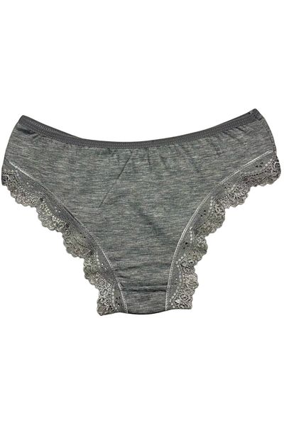 Gizli Butik Women's Lace Detailed Cotton Bikini Panties Gray