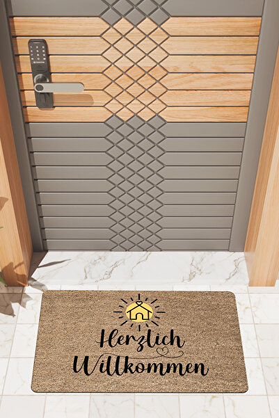 Rugmood Modern Digital Printing Herzlich Wilkommen Door Mat