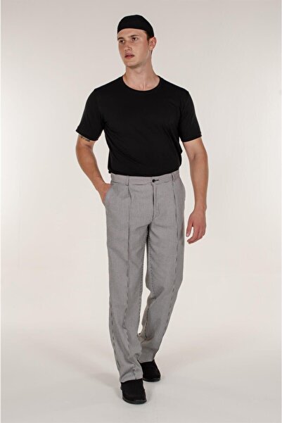 Generic Brand بنطال الشيف والمطبخ للرجال من Houndstooth بخياطة حديدية
