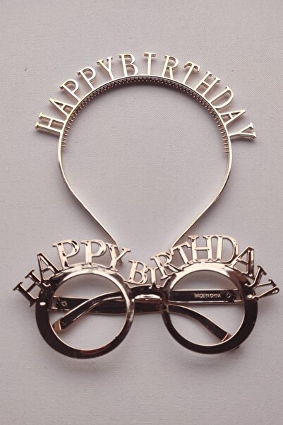 Patladı Gitti مجموعة نظارات تاج عيد الميلاد السعيد باللون الذهبي الوردي وإكسس...