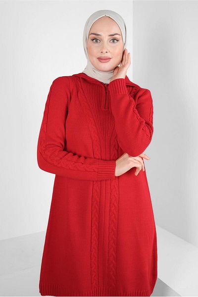 Alvina Zippered Collar Knitwear Tunic 44064