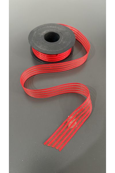 edalle Red Satin Striped Chiffon Ribbon, 25mm 5 Meters