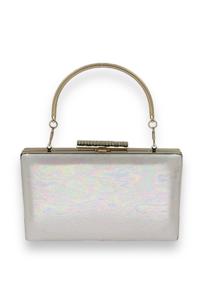 MSglame Satin strălucitor din mărime ecru - Geantă de seară placată importată...