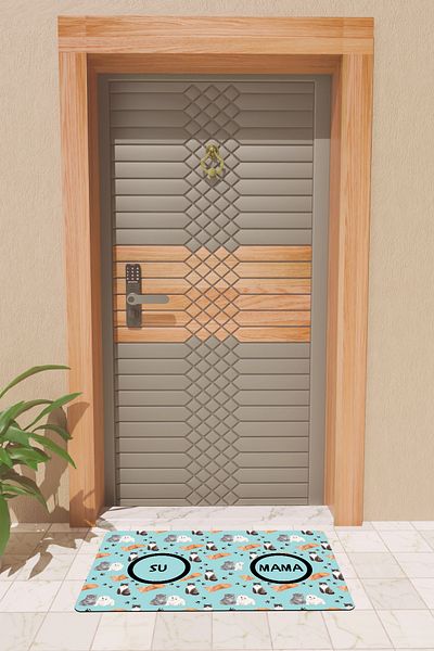 Rugmood Modern Digital Printing Blue Water, Food Container Mat Door Front Mat