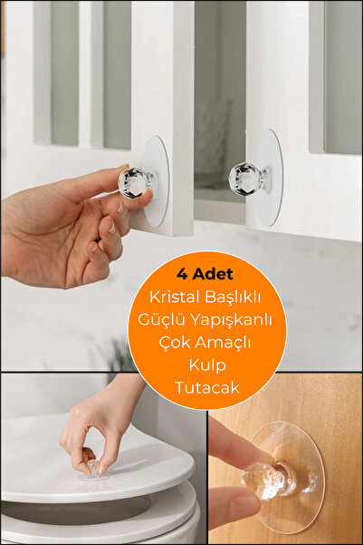 Kinlee "4'lü Yapışkanlı Çekmece Ve Dolap Tutucu – Pratik Ve Kolay Kullanım"