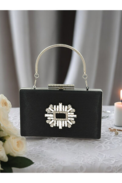 Generic Brand Crystal Stone Evening Dress Bag – Imported Striped Satin, with ...
