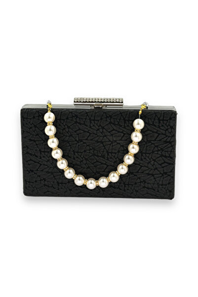 Wedding Fashion Clutch pentru rochie de seară neagră cu mâner de perle cu mod...