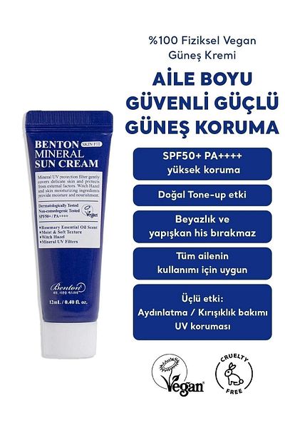 Benton Skin Fit Tone up Vegan Physical Sunscreen Whiteness Free Spf50 Pa High Protection 12ml